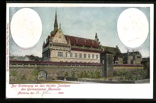 AK Nürnberg, Zur Erinnerung an das 50 jähr. Jubiläum des Germanischen Museums 1902, Prinz-Regent Luitpold
