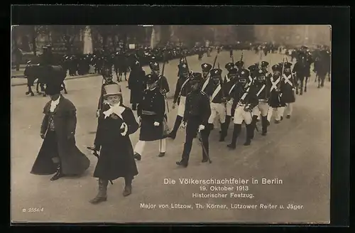 AK Berlin, Völkerschlachtfeier 19. Oktober 1913, Historischer Festzug mit Major v. Lützow