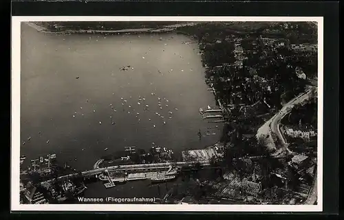 AK Berlin-Wannsee, Blick auf See und Umgebung, Fliegeraufnahme