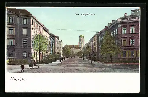 AK München, Max-Joseph-Strasse mit Kirche