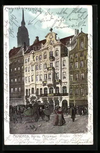 AK München, Hotel Peterhof, Marienplatz