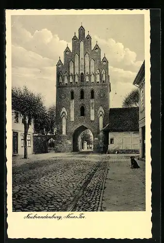 AK Neubrandenburg, Neues Tor mit Strasse