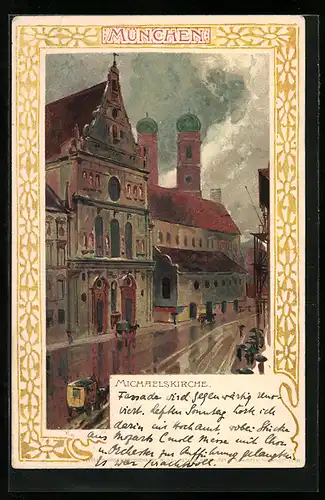 Lithographie München, Neuhauser Strasse mit Michaelskirche