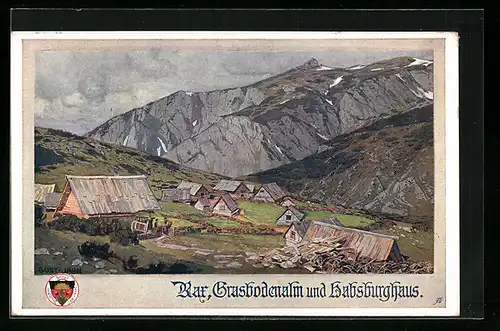 AK Deutscher Schulverein Nr. 524: Grasbodenalm und Habsburghaus