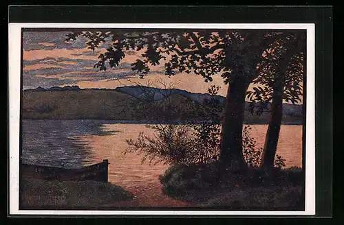 AK Deutscher Schulverein Nr.1170: Abendstimmung am See