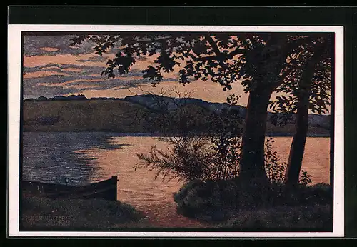 AK Deutscher Schulverein Nr.1170: Abendstimmung am See