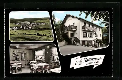 AK Ballersbach /Dillkreis, Gasthaus-Pension Bergschenke Garotti, Ortsansicht
