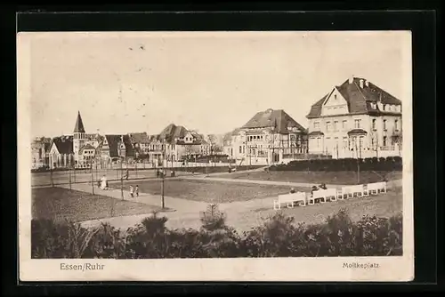 AK Essen /Ruhr, Moltkeplatz mit Villen aus der Vogelschau