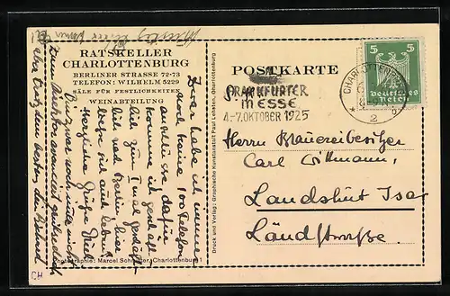 AK Berlin-Charlottenburg, Gasthaus Ratskeller, Berliner Strasse 72-73, Innenansicht