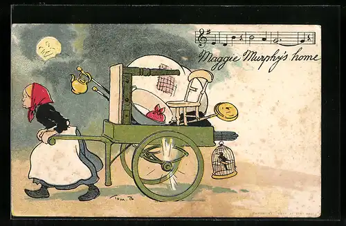 Künstler-AK Tom Browne: Maggie Murphy`s Home