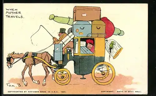 Künstler-AK Tom Browne: When Mother travels