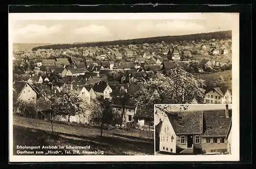 AK Arnbach i. Schwarzwald, Ortsansicht, Gasthaus zum Hirsch