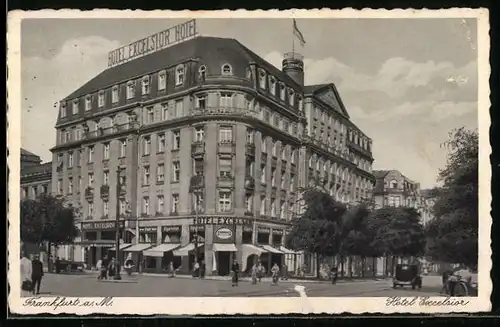 AK Frankfurt a. M., Hotel Excelsior mit Strasse