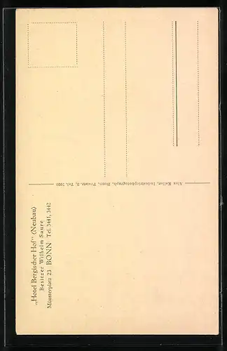 AK Bonn, Hotel Bergischer Hof, Münsterplatz 23