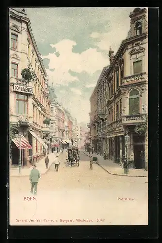 AK Bonn, Poststrasse mit Kutsche