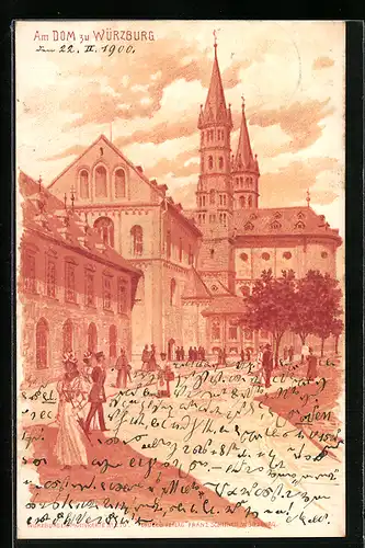 Künstler-AK sign. Franz Schneider: Würzburg, Der Dom