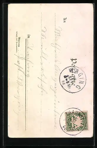 Lithographie Altötting, Kirche und Prozession