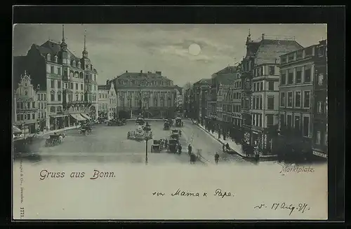 AK Bonn, Marktplatz mit Geschäften