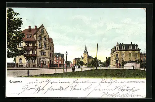 AK Grimma, Einblick in die Leipzigerstrasse