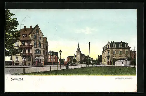 AK Grimma, Einblick in die Leipzigerstrasse