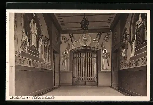 AK Bonn-Endenich, Kloster der Benedictinerinnen von der ewigen Anbetung, Portal der Klosterkirche