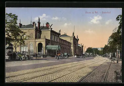 AK Bonn / Rhein, Strassenpartie am Bahnhof