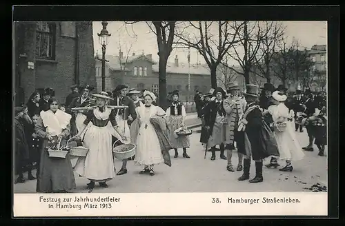 AK Hamburg, Hamburger Strassenleben, Festzug zur Jahrhundertfeier im März 1913
