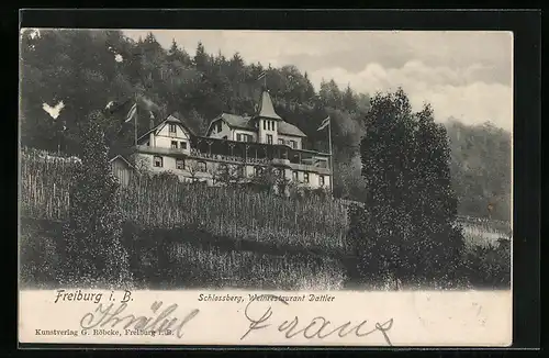 AK Freiburg i. B., Schlossberg mit Restaurant Dattler