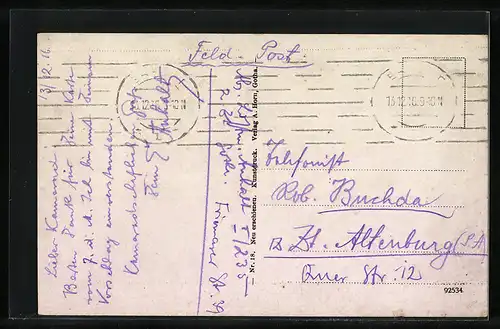 AK Gotha, Neumarkt mit Litfasssäule