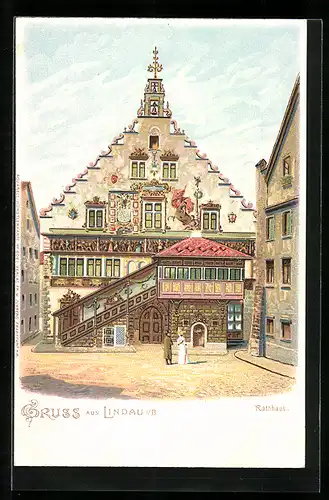 Lithographie Lindau i. B., Das prächtige Rathaus