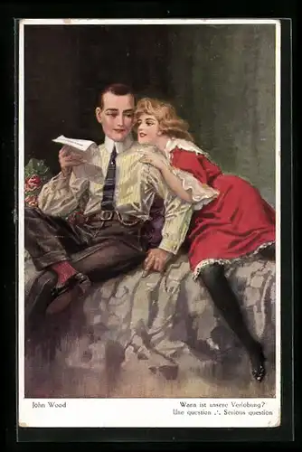 Künstler-AK sign. John Wood: Wann ist unsere Verlobung