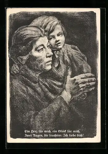 Künstler-AK sign. Robert Eder: Mutter mit ihrem Kind im Arm