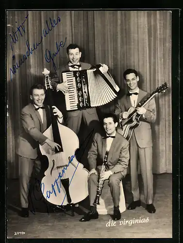 AK Musiker-Gruppe Die Virginias mit Musikinstrumenten