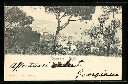 AK Pegli, Blick von einer Anhöhe auf den Ort