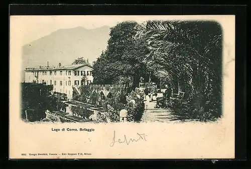 AK Bellaggio /Lago di Como, Blick von einer Gartenterrasse