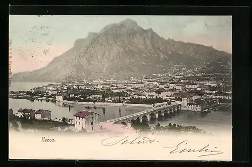 AK Lecco, Panoramablick auf Stadt und Berge