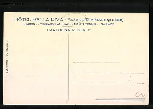 Künstler-AK Fasano Riviera, Hotel Bella Riva