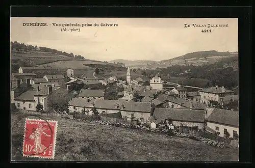 AK Dunières, Vue generale, prise du Calvaire