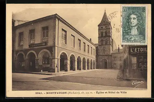AK Montfaucon, Église et Hôtel de Ville