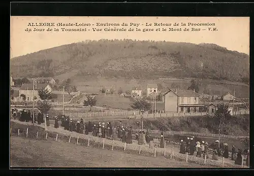 AK Allegre, Le Retour de la Procession du Jour de la Toussaint, Vue Générale