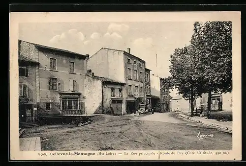 AK Bellevue-la-Montagne, La Rue principale, Route du Puy