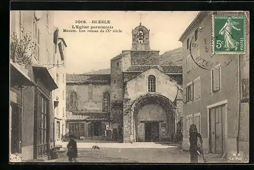 AK Blesle, la place de l`Eglise, construction romane du IXe siècle