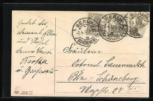 AK Junge mit Osterhasen