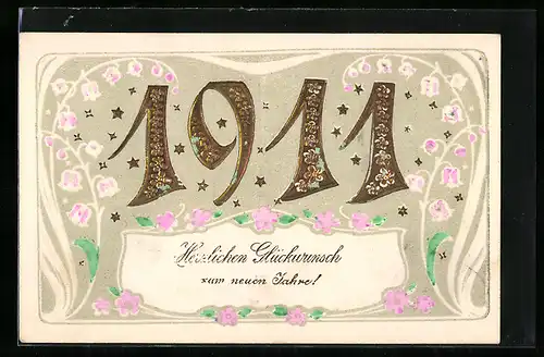 AK Jahreszahl 1911, Blütenmotiv