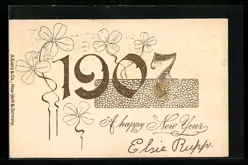AK Jahreszahl 1907 mit Kleeblättern