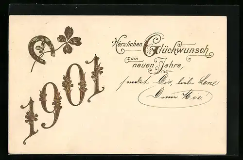 AK Jahreszahl 1901 mit Hufeisen