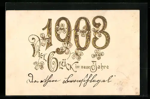 AK Jahreszahl 1903 mit Kleeblättern