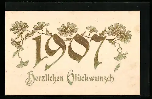 AK Jahreszahl 1907, Neujahrsgruss