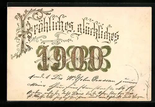 AK Jahreszahl 1900 mit Kleeblättern