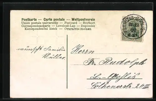 AK Jahreszahl 1908 mit Kleeblättern